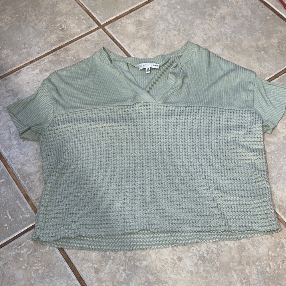 Fitz + Eddi Green Boxy Crop Polo Tee